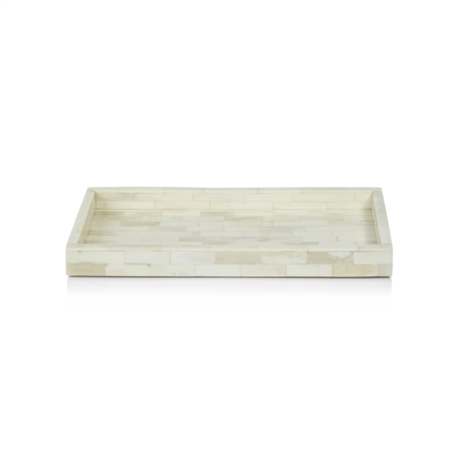 â€‹Maha White Bone Inlay Tray - Large Rectangle