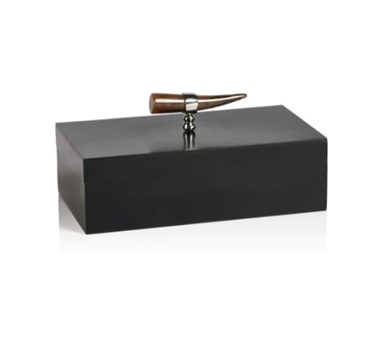 Cote d'Ivoire Box with Horn Design Handle - Black