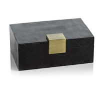 Cape Verde Black Resin  Chevron Inlaid Box with Brass Trim