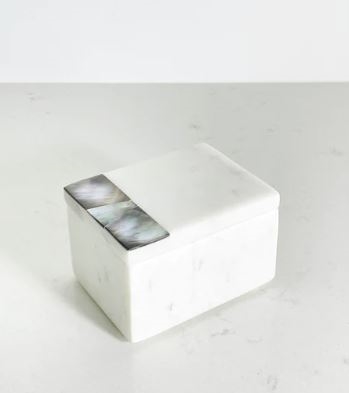 Grey Mother of Pearl White Marble Decor Box Small