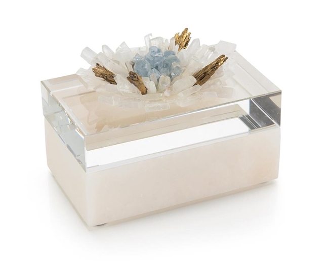 Alabaster Box adorned with Quartz Crystals