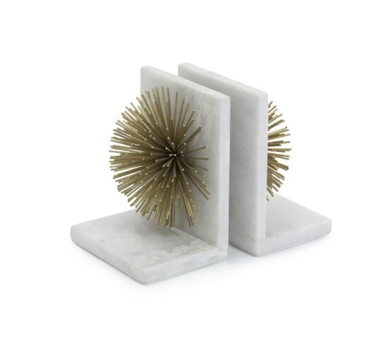 Gold Bursts on White Marble  Bookend