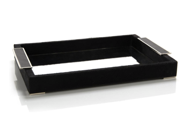 Black Leather and Mirror Tray