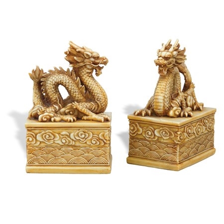 Dragon Ivory Bookends