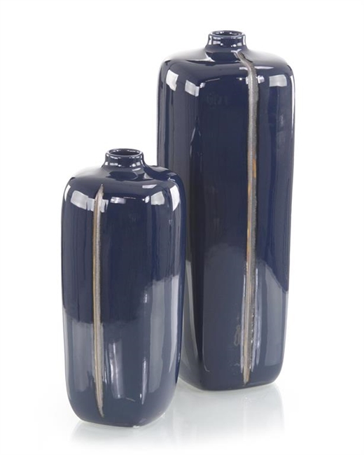 Sapphire Blue with Grey Porcelain Vases (Large)