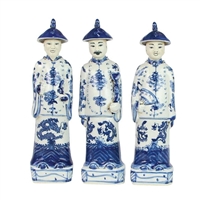 Blue and White Porcelain Standing Qing Emperors
