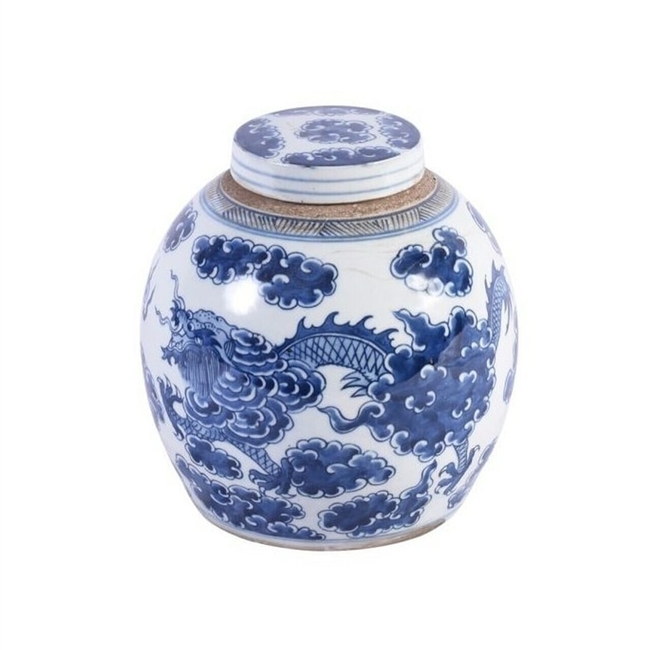 Blue and White Dragon Cloud Ancestors Jar