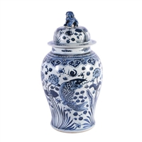 Blue and White Fish Temple Jar