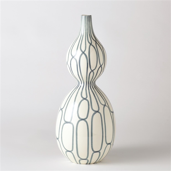 Large Blue Linking Trellis Double Bulb Vase