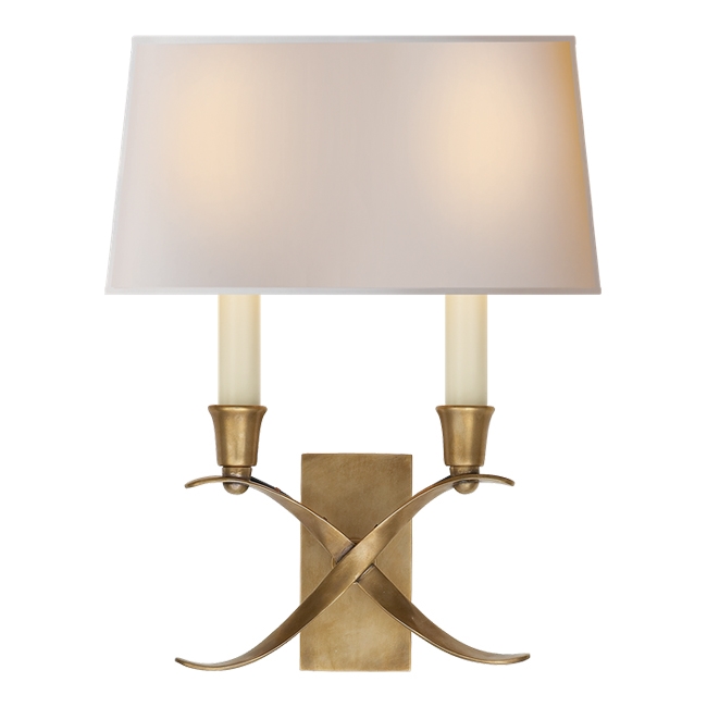 Cross Bouillotte Small Sconce in Antiqued Brass