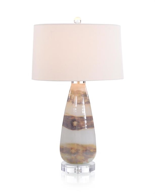 Pearlized Copper & White Slender Glass Table Lamp