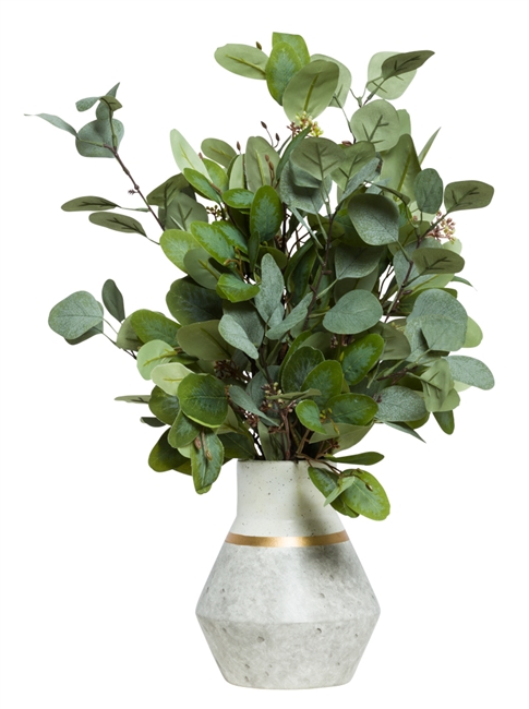 Eucalyptus in Gray White Vase