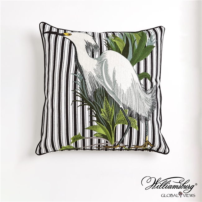 Snowy Egret Left Facing Pillow