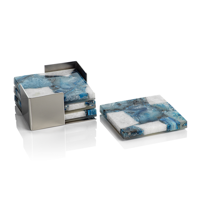 Crete Agate Coasters in Blue