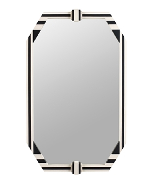 Black and Antique Ivory Finished Striped Mirror