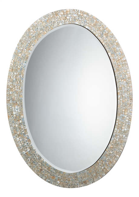 Oval Mirror, Large -D., Oval Mother Of Pearl Mirror