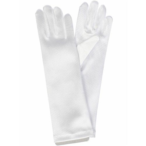 Satin Gloves - Long/White (0-16 years)