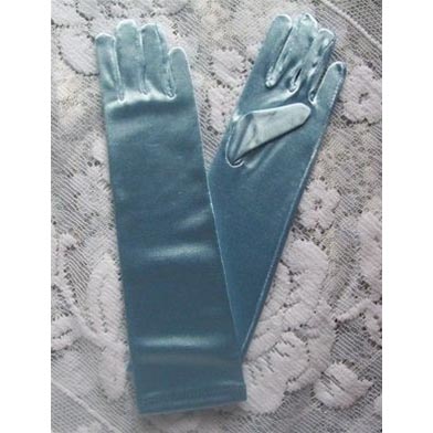 Satin Gloves - Long/Pale Blue (0-16 years)