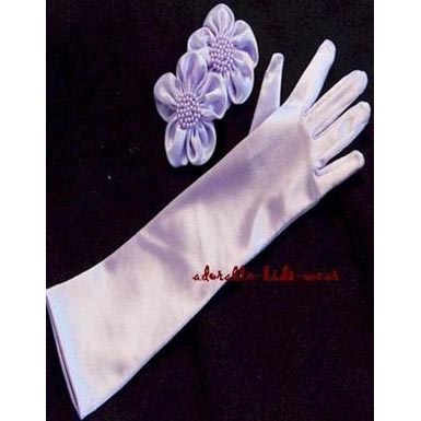 Satin Gloves - Long/Lilac (0-16 years)