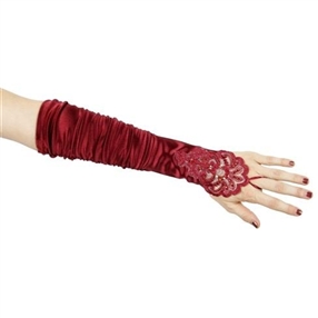 Adult Gloves - Burgundy/Beaded