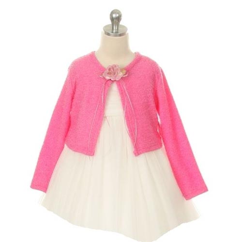 Soft Flower Girl Sweater - Fuchsia