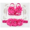 Headband & Infant Barefoot Sandals Set - FUCHSIA