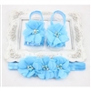 Headband & Infant Barefoot Sandals Set - AQUA