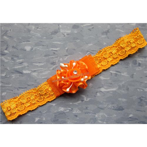 Lace Baby Headbands - Orange