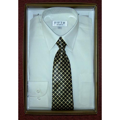 Boys Ivory Dress Shirt & Tie Set