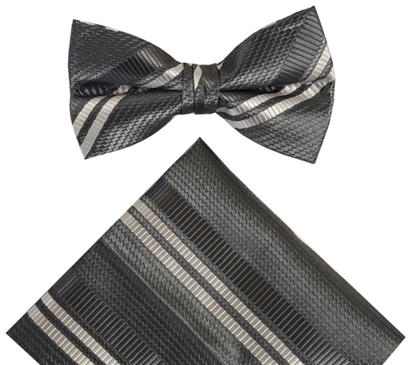 Boys Bowtie and Hanky Set - GRAY