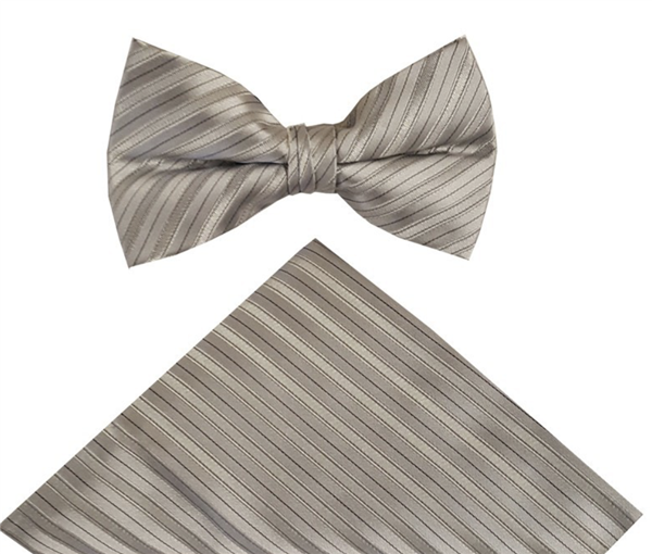 Boys Bowtie and Hanky Set - SILVER