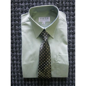 Long Sleeve Sage Green - Shirt & Tie