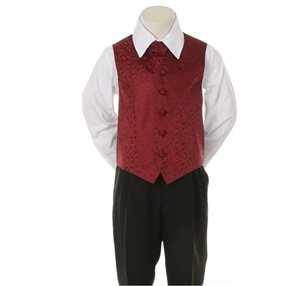 Paisley Vest & Tie - Burgundy