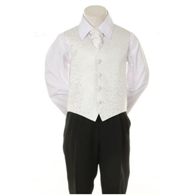 Paisley Vest & Tie - White