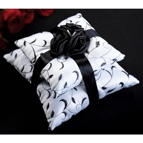 Black & White Two Tier Wedding Ring Pillow