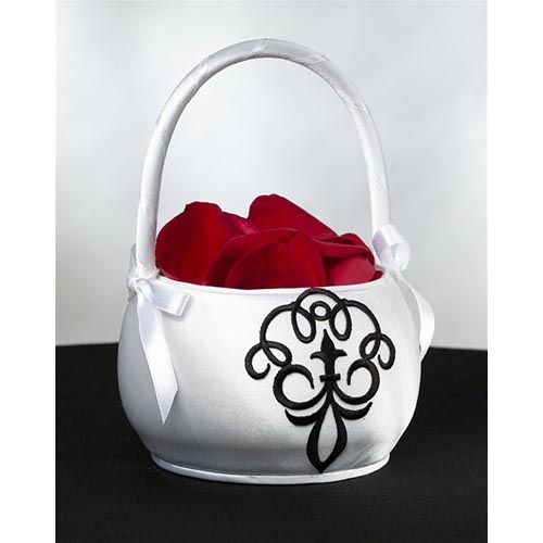 Black/White Flower Girls Basket