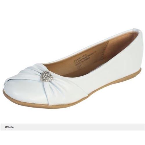 Wendy Girls Flat Dress Shoes: White