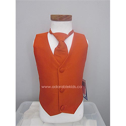 Poly silk Vest & Necktie Set - Orange