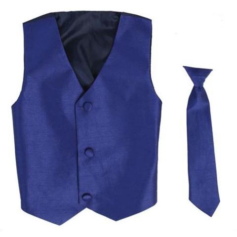 Poly-silk Vest & Neck tie Set - Royal Blue