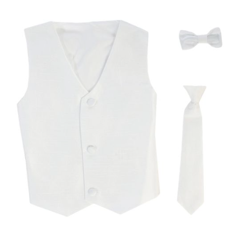 Poly Silk Vest & Bowtie Set - White