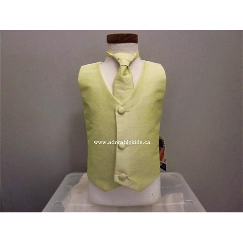 Poly Silk Boys  Vest & tie Set - Yellow