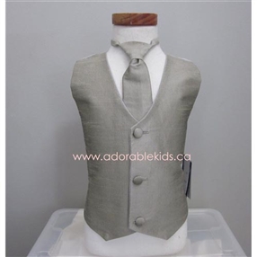 Poly Silk Vest & Necktie Set - Grey