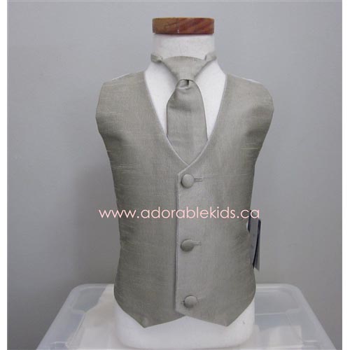 Poly Silk Vest & Necktie Set - Grey