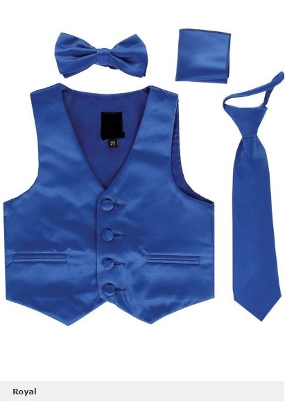 4pc Satin Vest Set:  ROYAL BLUE