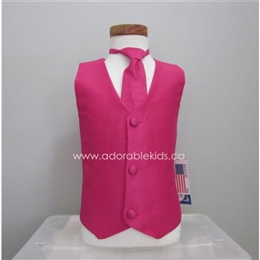 Poly Silk Vest & Bow tie Set: Fuchsia