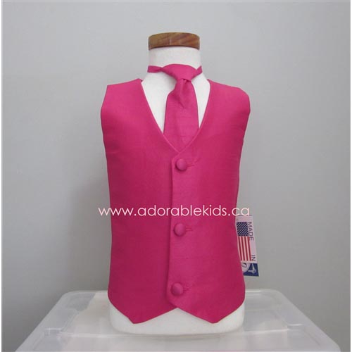 Poly Silk Vest & Bow tie Set: Fuchsia