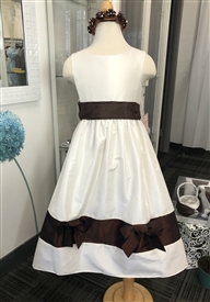 Shauna - Ivory/Brown Dress (Removable Sash)