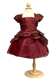 Sally Baby Girls Dress:  BURGUNDY