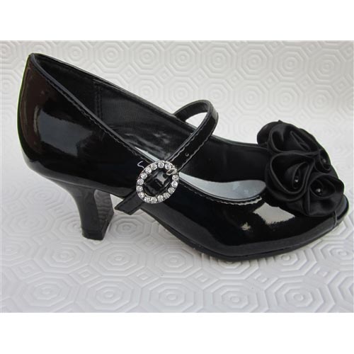 Black Flower Girls Dress Shoes