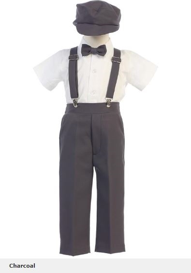 Jacob 5pc Boys Suspender Set - CHARCOAL